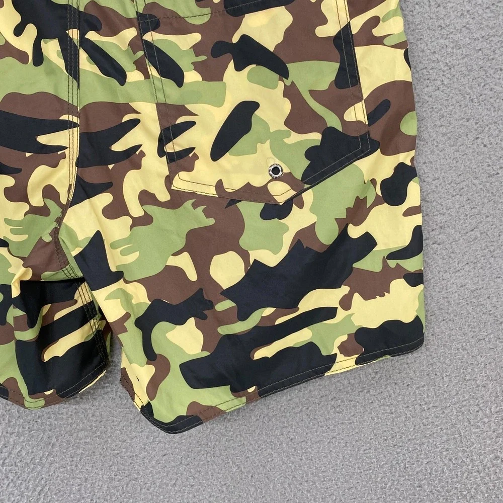 Zara Swim Trunks Mens Medium Camo Green Black Pockets‎ Swim Beach Lightweight